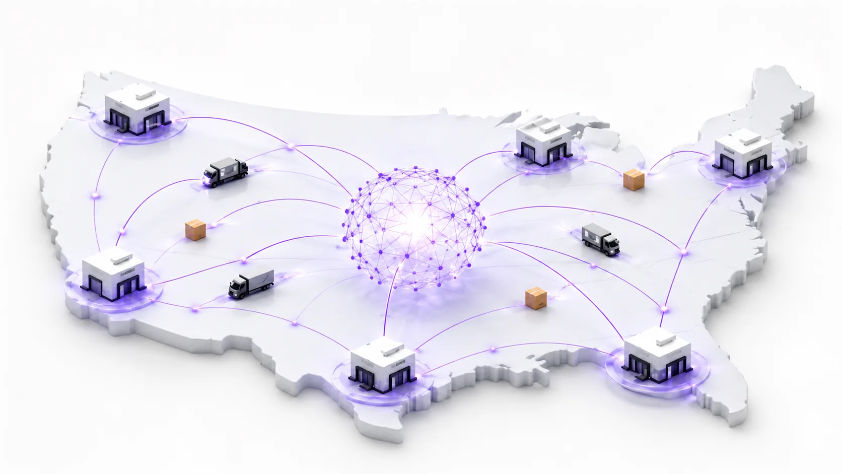 Amazon AI forecasting network predicting customer demand and optimizing inventory across distribution centers