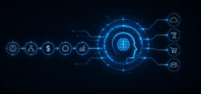 AI agents exchanging value through blockchain networks, digital payments, and cloud infrastructure in the emerging machine economy.
