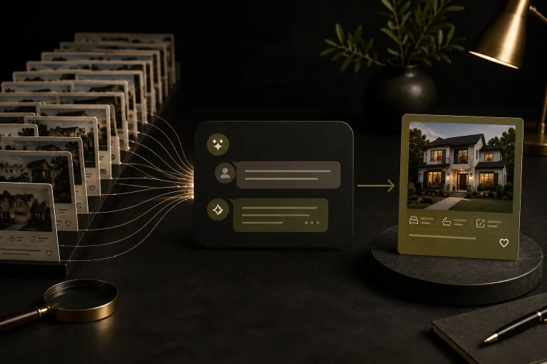 AI-powered interface helping users compare properties and make real estate decisions before visiting traditional property websites